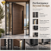 Porte pivotante extra large en noyer noir de style américain Entrée extérieure moderne en bois massif pour villas et appartements de luxe