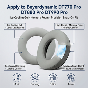 Coussinets d'oreille en Gel de refroidissement coussins coussinets remplacement pour casque <span class=keywords><strong>DT770</strong></span> Pro DT880/Pro DT 990/Pro - Product Image 3
