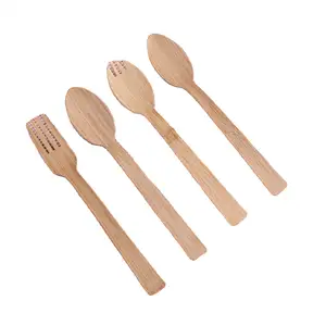ESTICK Portable Bamboo Cutlery Set Wooden Travel Camping Cutlery Set For Bamboo Flatware Sets