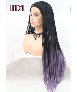 LINDAL long 24inch synthetic hair box <strong>braided</strong> 13*3 lace front <strong>braided</strong> <strong>wigs</strong> natural ombre purple micro <strong>braided</strong> <strong>wigs</strong> - Product Image 4