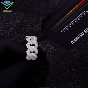 Anel Masculino de Elo Cubano em Prata Esterlina S925 com Moissanite, Passa no Teste de Diamante, Estilo Ice Out, Hip Hop Bling - Product Image 2