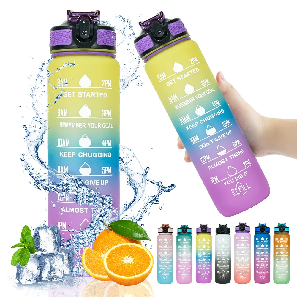 Capa fitness para academia, mini garrafa de plástico para viagem, garrafa de água de sublimação vazia e personalizada para beber água