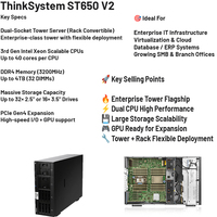 Meilleur prix Serveur tour ThinkSystem ST650 V2 avec deux processeurs Xeon, mémoire DDR4, garantie d'un an, en stock