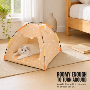 Tente pour animaux de compagnie, structure à quatre coins, maison pliable pour chat, lit stable pour dormir en intérieur pour chats, petits chiens, chiots - Product Image 1