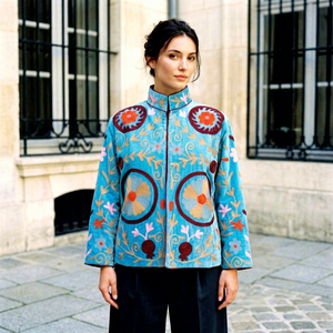 Fournisseur de vestes bohèmes en velours brodé à motifs floraux, fournisseur de vêtements ethniques, grossiste de vêtements de mode, fournisseur de vêtements de boutique - Product Image 1