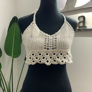Mujeres al por mayor estilo bohemio cuello en V Sexy ropa de playa de encaje de ganchillo <span class=keywords><strong>Crop</strong></span> Top - Product Image 4