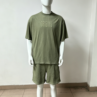 Conjunto de camiseta y pantalones cortos con estampado 3D personalizado en relieve, de algodón unisex, con logo impreso, estilo casual urbano.