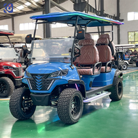 Voiturette de golf électrique 6 places, batterie lithium 72V, chariot de chasse tout-terrain avec pare-brise et phares LED, vente directe usine