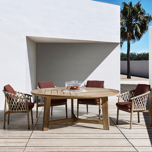 Meubles de patio <span class=keywords><strong>en</strong></span> bois de <span class=keywords><strong>teck</strong></span> salle à manger fauteuils confortables chaises de jardin <span class=keywords><strong>en</strong></span> corde de rotin bon marché - Product Image 4