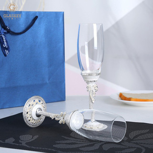 แก้วแชมเปญทรงหงส์เคลือบสีแชมเปญแก้วไวน์เป็นประกายแก้วค็อกเทลแก้วสำหรับบ้านงานแต่งงาน - Product Image 2