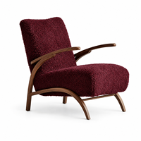 Fauteuil rembourré en bois courbé de style moderne du milieu du siècle ZZL, fauteuil lounge texturé Teddy pour salon, chambre et hôtel
