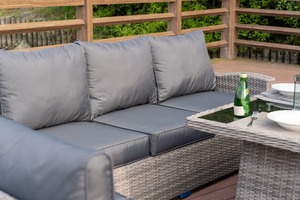 Meubles de jardin en rotin, canapé <span class=keywords><strong>d</strong></span>'angle avec table de foyer au propane sans fumée, ensemble de <span class=keywords><strong>salon</strong></span> en osier pour patio, ensemble de salle à manger pour cour - Product Image 4