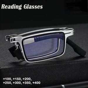 Folding Reading Glasses – Retro Metal <b>Frame</b>, Anti-blue Light Lenses, Prescription Strength +1.0 to +4.0, Portable <b>Eyeglasses</b> Wit - Product Image 1