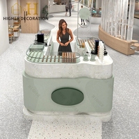Comptoir de présentation en verre trempé pour café, comptoir de boulangerie en bois massif, kiosque à café personnalisé dans un centre commercial