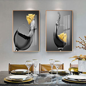 Peinture décorative de salle à manger de luxe légère moderne noir et blanc fond d'hôtel tenture murale peinture <span class=keywords><strong>triptyque</strong></span> de haute qualité - Product Image 1
