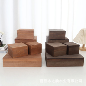 Wooden Storage Box Square Desktop Organizer For Jewelry Candy Soap <b>Gift</b> Box Solid Color Handmade Heze Origin - Product Image 2