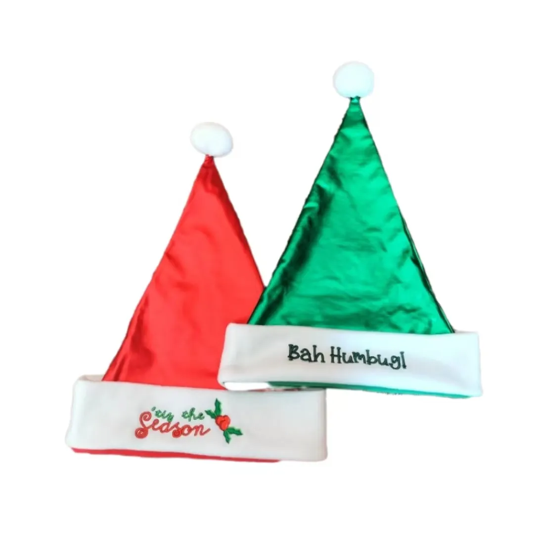 manufacturers customized logo and size christmas santa hat black christmas hat