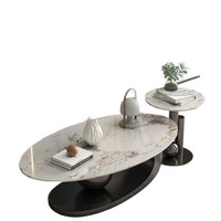 Table basse moderne multifonctionnelle en marbre de luxe léger, avec structure en acier inoxydable durable, écologique, pour petit appartement, salon