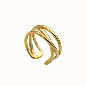 Cross Open <b>Titanium</b> Steel <b>Ring</b> For Women Gold Adjustable Index Finger Jewelry Geometric Design Retro Style - Product Image 1