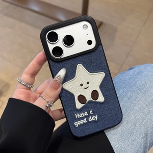 เคสโทรศัพท์มือถือหนังลายปักหน้ายิ้มดวงดาวสไตล์คาวบอย สำหรับ iPhone 11 12 13 14 15 16 17promax  งานปักลาย - Product Image 3