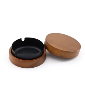 Cendrier de luxe en bois et métal avec couvercle, cadeau/souvenir minimaliste pour fumeurs, pour la maison, l'hôtel, <span class=keywords><strong>le</strong></span> restaurant - Product Image 6