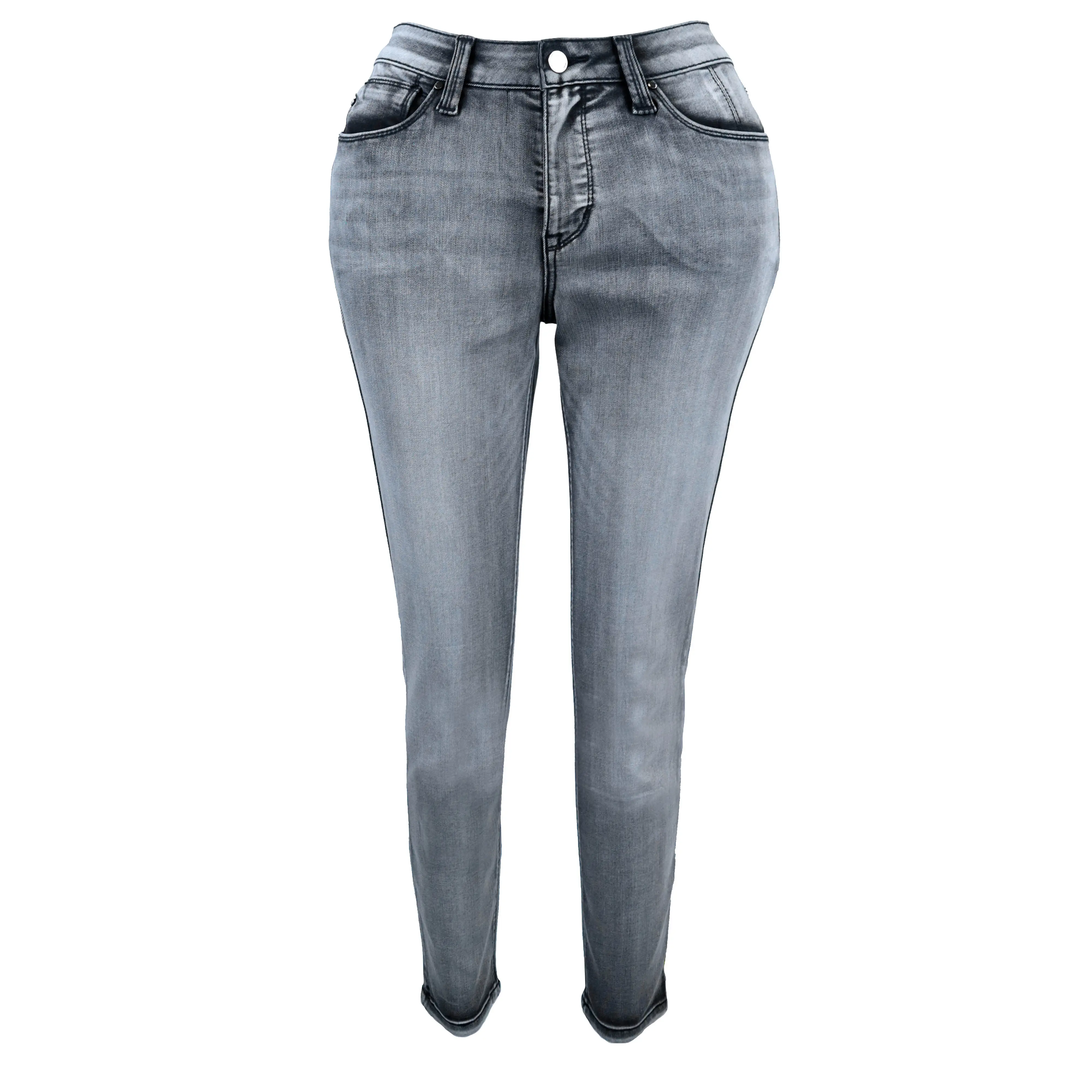 Jeans Colombia grosir pinggang tinggi pengangkat bokong Push Up tinggi tinggi kulit Colombianos ketat wanita anak perempuan Jeans abu-abu