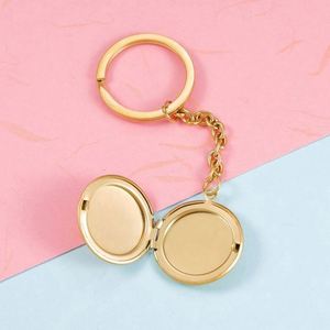 Stainless Steel Heart Blank Keychain Laser Engraving Memory Photo Pocket Gold Plated Locket Charm Custom Photo Key Chain Pendant - Product Image 5
