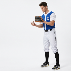 Conjunto de Uniforme de Béisbol Clásico Personalizado Azul y Blanco de Alto Rendimiento con Números, Jersey de Equipo Azul Rey Unisex para Adultos de Poliéster SAAR - Product Image 1