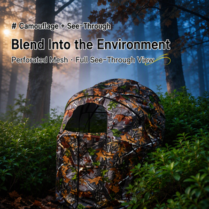 Abri <span class=keywords><strong>de</strong></span> chasse camouflage pliable avec fenêtre en maille à vue panoramique 360° pour la chasse au cerf et la surveillance <span class=keywords><strong>de</strong></span> la faune en toutes saisons - Product Image 6