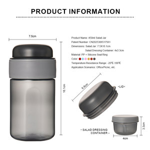 Boîtes à lunch en plastique Everich personnalisables, étanches, 340 ml, avec récipient pour vinaigrette, pour le bureau et les pique-niques - Product Image 5