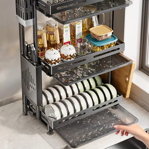 Égouttoir à vaisselle pliable à 3 niveaux sans installation avec pieds antidérapants pour la cuisine à domicile - Product Image 1
