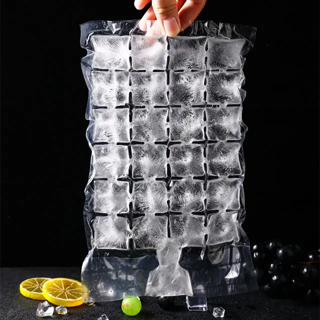 Disesuaikan 24 Kubus Jelas Sekali Pakai Segel Sendiri Cetakan Bening Nampan Plastik Es Batu Kemasan Tas untuk Membuat Minuman Es Beku