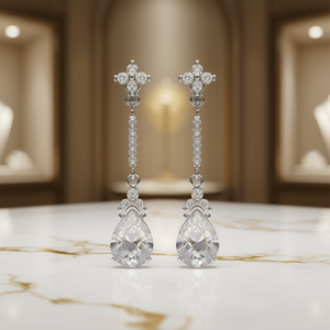 Orecchini a Goccia in Cristallo Dolce & Gabbana, Oro Bianco, Argento 925 con Montatura a Griffe, Gioielli Classici da Donna per Matrimonio - Product Image 2