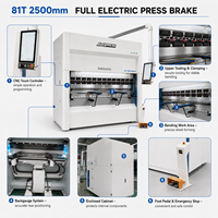Prensa Plegadora Eléctrica Servocontrolada de 81 Toneladas y 2500 mm, Máquina de Plegado CNC de Alta Velocidad y Alta Precisión
