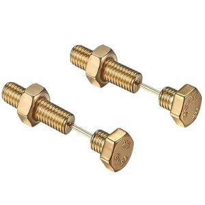 أقراط مرصعة براغي جديدة أقراط ساحرة من الفولاذ فاتن ثقب أقراط فريدة سداسية الجوز والترباس سدادات ثقب الأذن ترصيع - Product Image 4