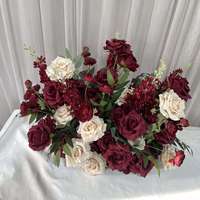 Chemin de table en soie de luxe de haute qualité, 60 cm de long, imprimé numériquement, motif floral, bordeaux, vert, blanc, pour décoration de mariage
