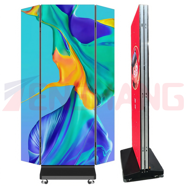 Wifi Control Free Stand Double Sided P2.5 Modules Pantalla Foldable Wall Mouted Electronic Digital Display Led Tri Fold Poster