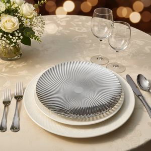 Assiettes de présentation rondes <span class=keywords><strong>élégante</strong></span>s en plastique PP doré, durables, de 13 pouces, avec motifs personnalisés pigmentés, pour mariages - Vente en gros 2026 - Product Image 6