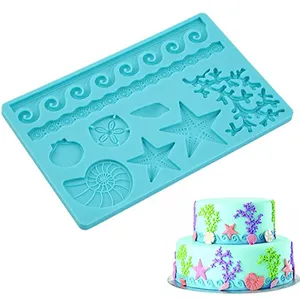 硅胶贝壳海生活软糖糖膏蛋糕烘焙模具用于蛋糕装饰