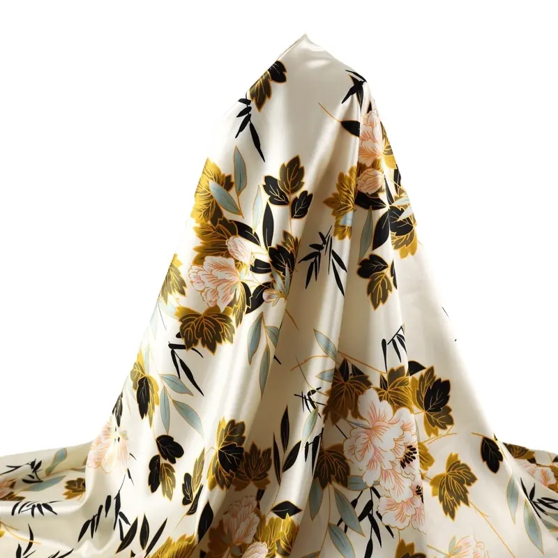 Custom Digital Printing Fabrics Wholesale Women Silk Satin 100% Polyester Fabric satin floral fabric For Clothes