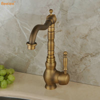 Robinet de lavabo antique en laiton Beelee, robinet de lavabo de salle de bain, robinet de mélangeur de comptoir, robinet de lavabo de cuisine pour la salle de bain