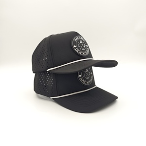 Casquette de golf Elite Oxford Sporty 5 panneaux unie imperméable avec logo en silicone personnalisé, faible MOQ, OEM, patch en caoutchouc 3D perforé au laser - Product Image 3
