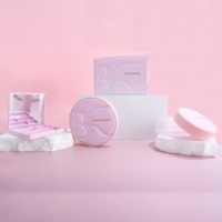 Palette de fards à paupières en cuir rose personnalisé boîte d'emballage en plastique compact de fard à paupières à clapet