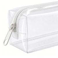 Pochette cosmétique rectangulaire transparente en PVC avec fermeture éclair, trousse de toilette étanche, organiseur de papeterie, étui à crayons pour le voyage