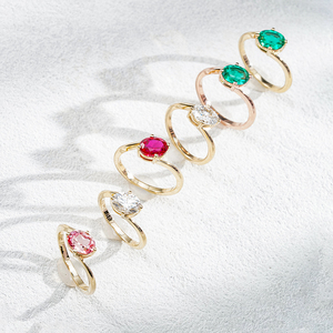 Joyería Personalizada Starsgem, Anillos de Oro Sólido de 9k/10k/14k/18k con Piedras Preciosas Cultivadas en Laboratorio de Corte Ovalado de 6*8mm y Diamantes Cultivados en Laboratorio con Certificado IGI - Product Image 4