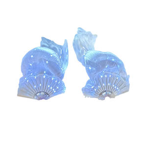 Le plus récent ventilateur en soie clignotant à LED blanche avec des effets de lumière changeants et fluides-Long <span class=keywords><strong>Streamer</strong></span> Dance Performance Prop - Product Image 4