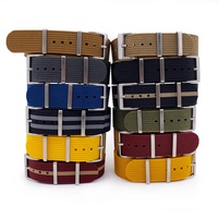 Bracelet de montre en nylon vert olive de longueur personnalisée en tissu côtelé 18/19/20/21/22/24mm pour homme