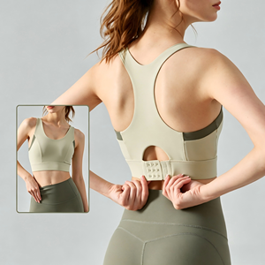 Wholesale Women's <b>Racerback</b> Sports <b>Bra</b> Adjustable Buckle High Support Workout Yoga <b>Bra</b> Seamless Padded Athletic Activewear - Product Image 1