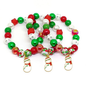 Christmas Tree Santa Claus <b>Bracelet</b> Alloy Snowman Pendant <b>Beaded</b> <b>Bracelet</b> for Girl Kids - Product Image 4
