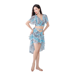 <strong>Oriental</strong> Belly <strong>Dance</strong> Costume Practice <strong>Dress</strong> Printed Elegant Mesh Sexy Western Fishtail Skirt Performance Wear